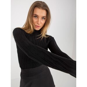 Lady's black fitted sweater with turtleneck