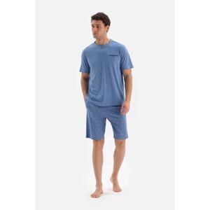 Dagi Blue Crew Neck Short Sleeved Cotton Modal Pajamas Set