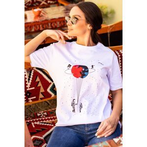 armonika Women's Ecru Saturn Printed T-Shirt