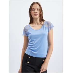 Orsay Blue Ladies T-shirt with lace - Women