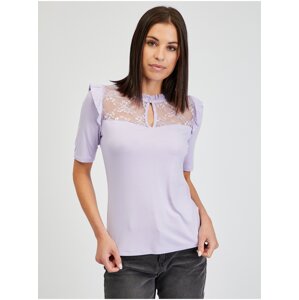 Orsay Light Purple Women's T-shirt with Lace - Women