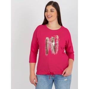 Fuchsia women's blouse plus size with print