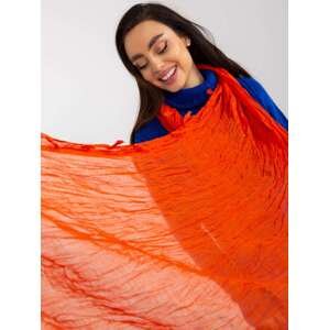 Orange airy women's scarf with pleats