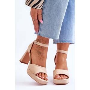 Suede classic sandals on the platform Beige Classy