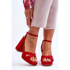 Suede sandals on square heel Red Powerful