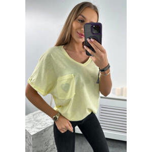 Cotton blouse with pocket yellow
