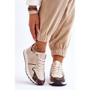 Trendy kožená športová obuv béžovo-hnedá Rachel