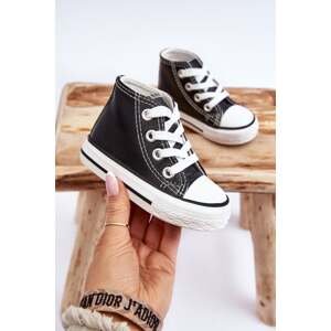 Children's Leather High Sneakers Black and White Marney