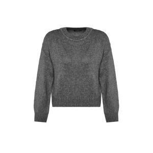 Trendyol Anthracite Wide Fit sveter Soft Textúrovaný základný úplet