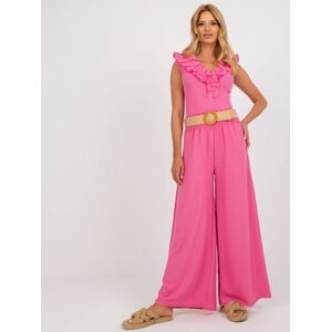 Pink palazzo trousers with high waist