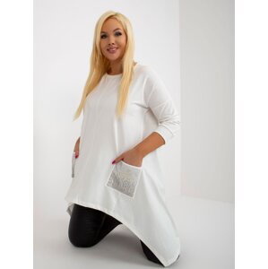 Ecru asymmetrical cotton blouse larger size