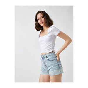 Koton Square Neck T-Shirt Short Sleeve Cotton