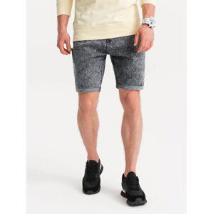 Ombre Men's denim marbled shorts - gray