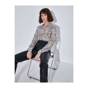 Koton Zebra Patterned Chiffon Shirt Long Sleeve