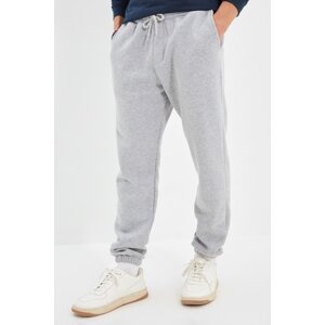 Trendyol Gray Men's Regular Cut Elastic Jogger Sweatpants with Soft Fuzzy Inside