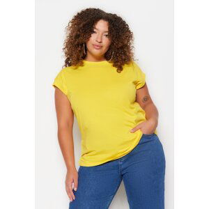 Trendyol Curve Light Yellow Knitted Crew Neck T-Shirt