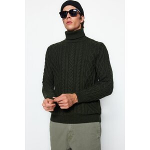 Trendyol Khaki Men's Slim Fit Turtleneck Hair Knit Knitwear Sweater