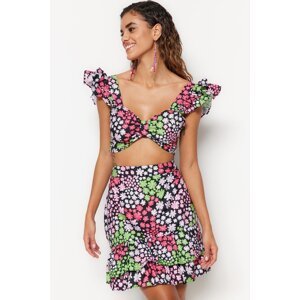 Trendyol Floral Pattern Woven Frilly Blouse and Skirt Set