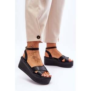 Women's comfortable wedge sandals Black Laurie