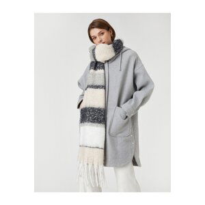 Koton oversized kabát s kapucňou vlna zmiešaná s vreckami a zipsom.