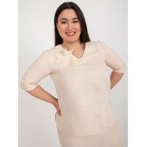 Light peach blouse plus size with lace