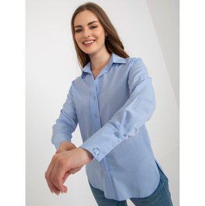 Light blue asymmetrical classic shirt