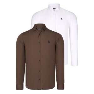 DUAL SET G725 DEWBERRY MENS SHIRT-WHITE-COFFEE