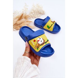 Light children's slides Sandals with animal motif Blue-yellow Rico