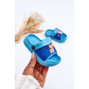 Light children's slides Sandals with Dog motif Blue Rico