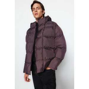 Trendyol Pánska hnedá oversized vetruodolná zimná bunda