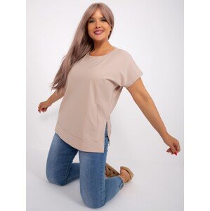 Beige blouse with slit plus size