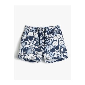 Koton Swim Shorts Tie Waist Floral Patterned Mesh Lined