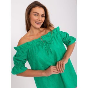 Green Spanish blouse with short sleeves