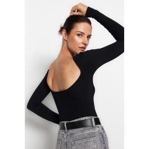 Trendyol Black Cotton Stretchy Backless Fitted Blouse