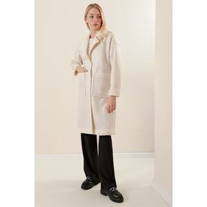 Bigdart 9097 kožený kabát z umelého strihu - biely