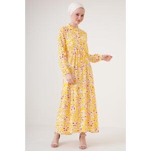 Bigdart 2144 Large Collar Hijab Dress - Yellow