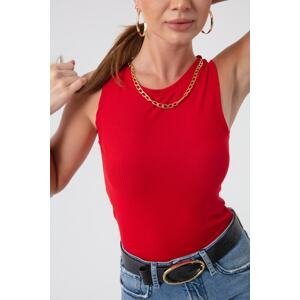 Lafaba Women's Red Chain Necklace Knitted Blouse