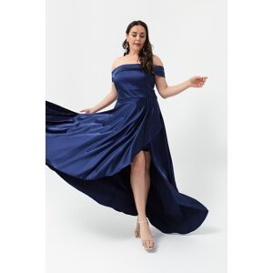 Lafaba Dámske Námornícke Modrý lodný golier plus veľkosť Saténové večerné šaty a plesové šaty