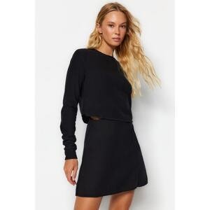 Trendyol Black A-Line With Stitching Detail/A bell-shaped Formal Thessaloniki/Knitwear Look Mini Knit Skirt