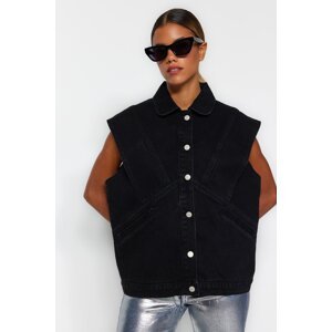 Trendyol Čierny detail prešívania džínsová vesta