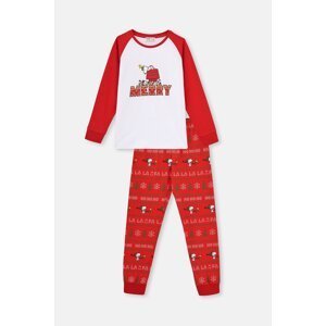Dagi Red Crew Neck Raglan Sleeve Snoopy Printed Bachelor Pajamas Set