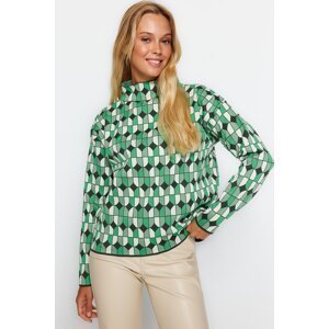 Trendyol zelený vzorovaný pletený sveter