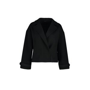 Trendyol čierny oversize široký strih razený kabát