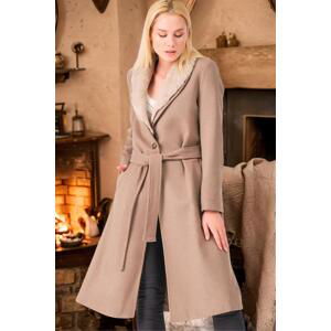 Z6671 DEWBERRY WOMEN'S COAT-PLAIN BEIGE