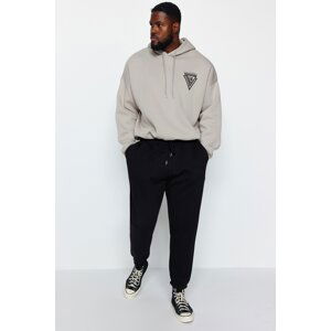 Trendyol Black Men's Plus Size Regular/Regular Cut. Comfortable Elastic Legs Basic Inside, Soft Pillow Sweatpants.