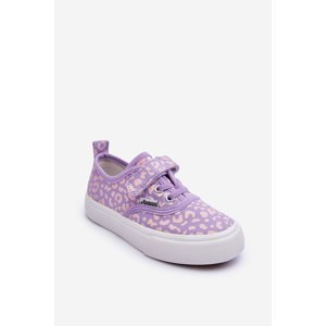 Patterned children's velcro sneakers, purple Plate