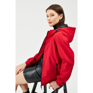 River Club Women's Red Inner Lined Waterproof Hooded Raincoat with Pocket - Windbreaker Jacket