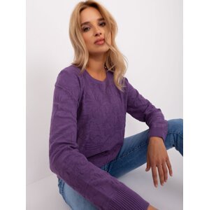 Purple classic sweater with hems
