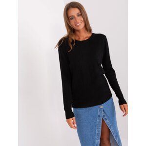 Classic black sweater with a round neckline