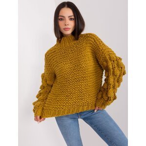 Olive oversize sweater with thick knitwear